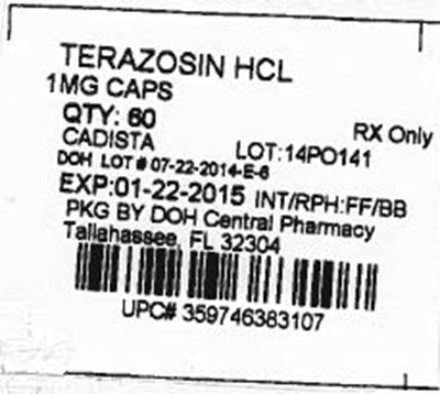 Label Image For 1mg (Terazosin 1mg)